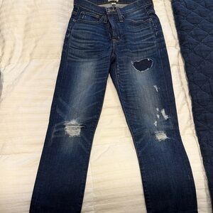 J. Crew Dark Blue Distressed Skinny Jeans